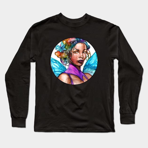 Rainbow haired Fae Long Sleeve T-Shirt by Leaky Pen Productions